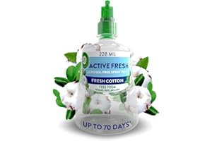 AIRWICK Air Wick Aerosol-Free Automatic Air Freshener Spray Refill, Fresh Cotton, Pack 1 x 228ml, 24x7 Active Fresh Odour Neutraliser, Lasts Up to 70 Days, Air freshener For Home