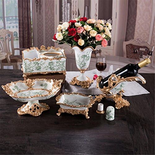 KVED® Fruit bowl Fruit plate / basket Resin Home ashtray Wine racks Toothpick Holder vase tissue box accessories Decoration European style living room luxurious coffee table Six sets Home accessories , green suit