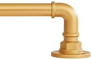 BOOM JOG Extendable Curtain Pole 70 cm to 210 cm (28" to 84") Industrial style Designed Indoor/Outdoor 25 mm (1") Adjustable Wrap Around Curtain Rod,Gold