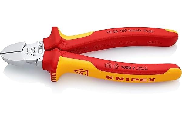 Knipex Pince coupante de côté chromée isolées par gaines bi-matière, certifiées VDE 160 mm, 70 06 160