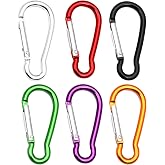 6 Aluminium Carabiners 59 mm D Ring Keyring Outdoor Activity | Lightweight durable alloy, bright colours identification, back