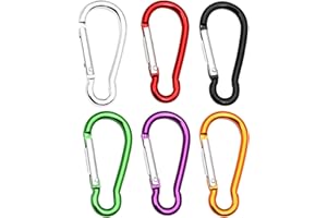 HSTIALVING 6 Pièces 59mm Mousquetons, Aluminium D Forme Mousqueton Mini Mousqueton Micro Multi-Usage Clips Mousquetons Petit Escalade pour l'Extérieur Le Camping La Pêche La Randonnée Le Tourisme à Dos
