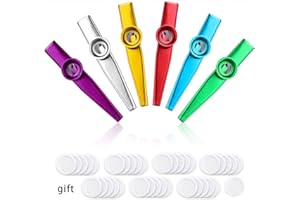 Vidillo 6 Kazoo Instrument Set with 36 Kazoo Flute Diaphragms, Aluminum Alloy Body, Perfect for Guitar, Ukulele, Violin