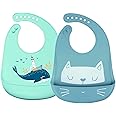 SLOSH Bavaglino Silicone Impermeabile con Tasca Lavabile Bavaglino Raccoglipappa de 6 Meses a 6 Años Bavaglini Pappa Bambini 