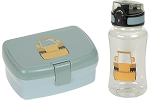 LÄSSIG Set di pranzo e biberon - Set da pranzo con cestino e biberon (460 ml)/Tiny Drivers Excavator