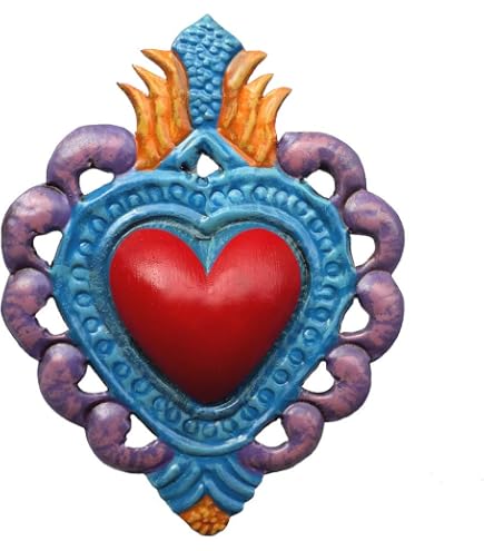 Cuore Decorativo Messicano In Latta (hojalata), Artigianale Da Oaxaca, 15x10 Cm, Leggero, Pronto Da Appendere, Colorato, Per Arredamento Etnico E Originale - 2