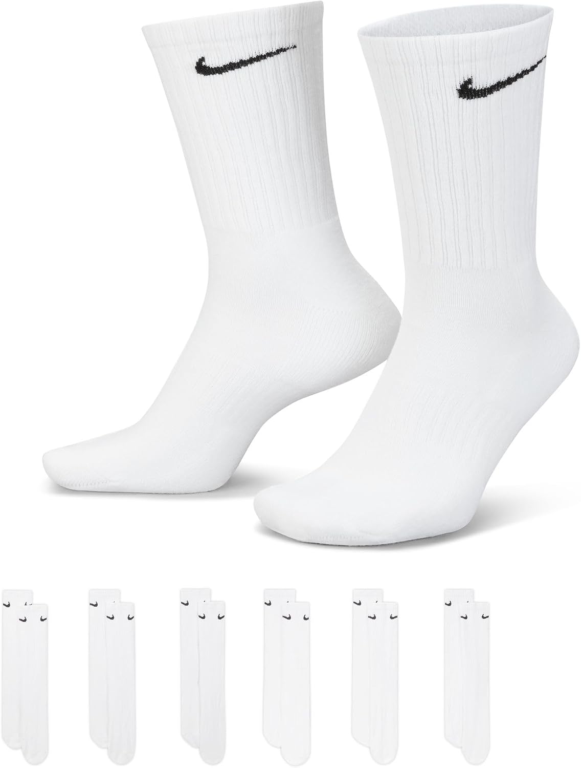 NIKE Men's U Nk Everyday Cush Crew 6pr-bd Socks