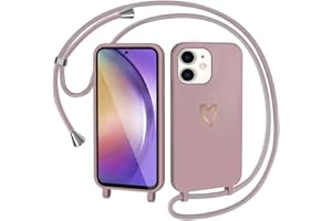 CaseLover Handyband kompatibel mit iPhone 11 Hülle mit Band, Herz Muster Silikon Necklace Handyhülle mit Abnehmbar Kordel zum Umhängen Stossfest Bumper Handy Schutzhülle für iPhone 11 6.1", Pink
