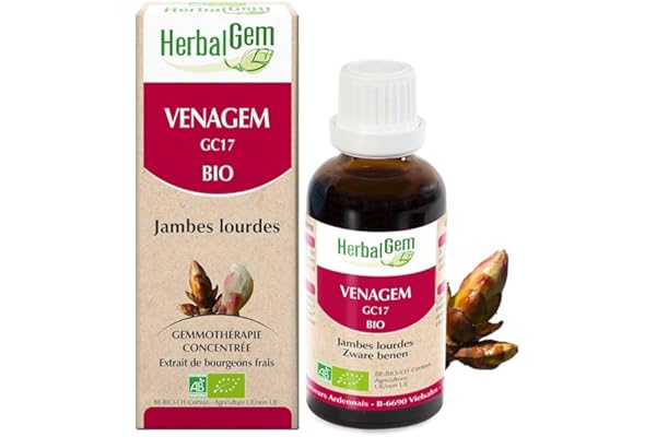 HERBALGEM, Venagem, Complexe de Gemmothérapie Concentrée BIO, Aide à soulager les jambes lourdes, 30 ML