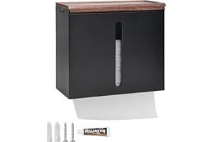 UHETLET Dispensador de Toallas de Papel sin Taladro- Dispensador de Papel Secamanos con Capacidad para 200 Hojas- Dispensador de Papel de Manos para Pared para Baño Público o Hogar (24.5x20.5x11 cm)