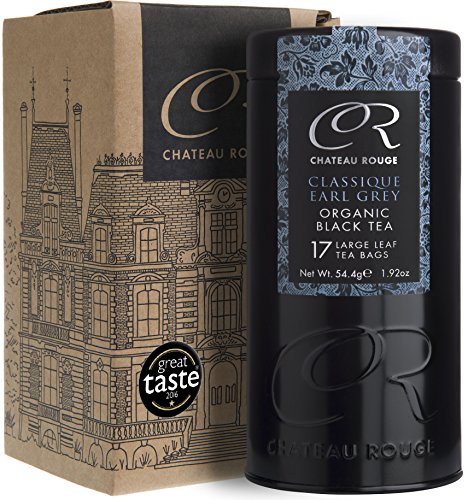 Chateau Rouge - Earl Grey Classique, Organic Tea Bags with Bergamot, 17 pyramids Caddy