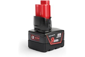QUPERR 12V 9.0Ah Battery Compatible with Milwaukee M12 XC Cordless Tools M12FCOT-0 M12JS-0 C12MT-0 C12RT-0 C12HZ-0 M12SL-0 M12TLED-0 C12PN-0 M12CD-202C M12SI-0 M12bsd-0