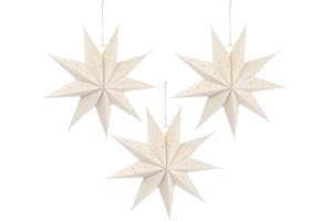 IBASENICE Papel Linterna Pantalla,3 Piezas 9 Puntas Origami Papel Lámpara Sombra Techo Colgante Hueco Linterna para La Fiesta de Cumpleaños de La Boda 35Cm