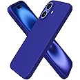 ORNARTO Compatible with iPhone 16 Case 6.1", Slim Liquid Silicone 3 Layers Full Covered Soft Gel Rubber 16 Phone Cases Cover 6.1 inch-Klein Blue