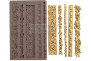 PRIMA MARKETING Redesign With Prima Redesign Decor Moulds 5"x8"x8mm-Elegant Borders Crafting Resin Molds for air Dry Clay DIY Projects Funiture Dresser, Chocolate,Cake,Candy,Backery,Soap,Polymer Clay,hot Glue