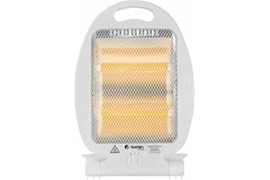 RAYDAN - Estufa Eléctrica de Cuarzo Bajo Consumo, Sensor Protección Antivuelco, 2 Niveles de Potencia, 800W, Diseño Portátil, Blanco