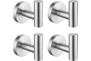 KES Ganchos para Pared Perchas Toalla Acero Inoxidable, Colgador Toalla para Baño y Cocina Cepillado 4 Pieza, A2164DG-2-P4