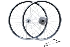 Madspeed7 700c 28” (ETRTO 622x19) Hybrid Bike Wheel Set + 8 speed Freewheel (13-32t) - Rim & Disc Brake Compatible - Sealed Bearings (6 Bolt) Disc Brake Hubs (Very Smooth) - Double Wall - 32x Spokes