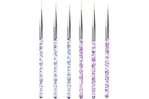 FANJUANLAN 6 pièces Pinceaux en Détail à Ongles, Pinceaux Peinture Professionnels Pinceaux en Détail à Ongles Trousse pour DIY Nail Art Designs, Bleu + Violet