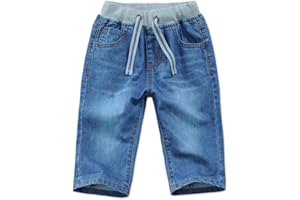 YoungSoul Pantalones Cortos Vaqueros niño - Shorts de Mezclilla con Vuelta en el bajo - Bermudas Jeans con Cintura elástica
