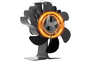 CLUHERTVY Ventilador de chimenea para leña/quemador de leña/chimenea/calefacción, no eléctrico, silencioso, respetuoso con el medio ambiente, ventiladores de estufa negros, circulación de aire caliente, diseño