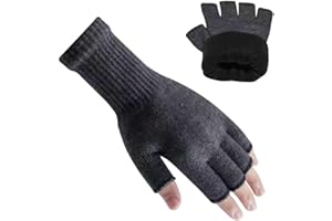 Rahhint Alpaca Wool Double Layer Fleece Lined Thermal Fingerless Gloves For Men Women Warm Winter Gloves For Typing Driving