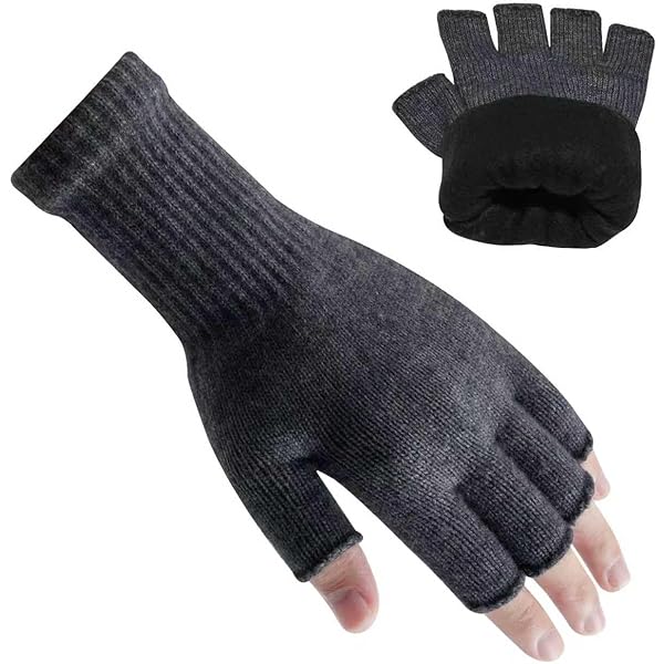 EEM dames winterhandschoenen wanten, 100% zachte wol, Thinsulate thermische voering, antraciet L/XL