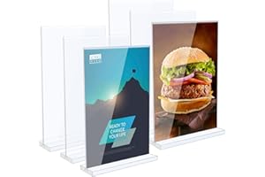 CHARSHIU 6 Pcs A5 Tischaufsteller Transparent Plastik Tisch Aufsteller ，Acryl-Aufsteller T Ständer A5 Ständer Tischaufsteller für Fotos Speisekarten Promotionen, Büro Restaurant Cafe Shop Hochzeit