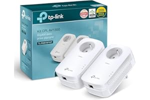 TP-Link CPL AV1200 (Débit 1200 Mbps), 1 Port Ethernet Gigabit, Prise Intégrée Version Française, Pack de 2 CPL (TL-PA8015P KIT)