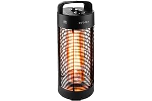 Evolar EVO-HD55 Standheizer - Infrarot Standheizstrahler, Elektrischer Heizstrahler mit 360° Oszillation - Wärmestrahler für Terrasse, Balkon - Standheizung mit Umkippschutz - 600/1200 W - Schwarz