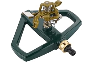 SSEHCWAN Metal Pulsating Sprinklers with Metal Base, Pulsating Impact Sprinkler Heavy Duty Zinc Alloy Pulsating Impact Sprinkler 360 Degree for Lawn Yard Garden