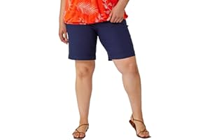 ROMAN ORIGINALS Roman Curve Elastic Waist Turn Hem Stretch Shorts for Women UK - Ladies Everyday Holiday Spring Summer Comfy Soft Evening Vacation Work Party