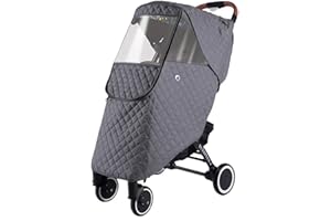 BUITHAFU Copertura antipioggia universale per passeggino, impermeabile e resistente al vento, con finestrella a 3 lati, ventilazione e spazio di archiviazione, adatta per la maggior parte dei passeggini e dei