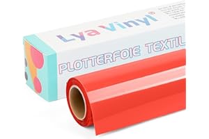 Lya Vinyl 30.5cm x 3,05m Vinyle Thermocollant, Rouleau de Vinyle Thermocollant Rouge pour Cricut, Silhouette Cameo, Flex Thermocollant Rouge pour DIY Tissu, Vêtements, Sacs