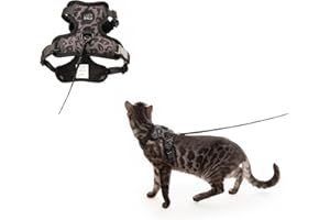 LucyBalu® Explorer Katzengeschirr mit Leine | ausbruchsicheres Katzengeschirr mit AirTag Fach | Katzen Brustgeschirr mit Katzenleine | Sicherheitsgeschirr mit Leine für Katzen | Leo M/L