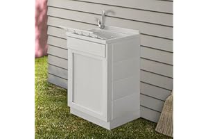 Inbagno Mobile lavatoio in Resina salvaspazio, Misure 45/50/60, Completo di tavoletta e Kit di Scarico, Bianco (45x50)