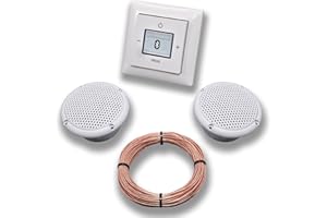 EBROM'S BJ SETS Busch-Jaeger (Original) Unterputz Bluetooth-Radio 8217U alpinweiß Komplett-Set Balance SI +2x Deckenlautsprecher (Feuchtraum/Badezimmer) Einbaulautsprecher+Radio+Abdeckung+Rahmen+20m Lautsprecherkabel