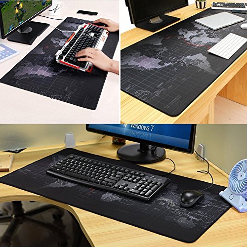halomy Gaming Maus Pad, Groß 80 x 30 x 0,2 cm Schreibunterlage Weltkarte Maus Pad mit rutschfester Boden, doppelt gewebt Stoff Oberfläche Design – Tight und glatte, Passform jeden Maus, Tastatur und Laptop - 3