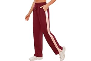 Crewhpo Pantalon de Sport Femme Large Pantalons de Jogging en Coton Pantalons Survêtement Taille Haute Bas de Sportswear Taille Eastique pour Running Fitness Training