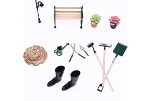 Nabeta Deco Miniatur Gartenwerkzeug Puppenhaus Zubehör Miniatur Künstliche Pflanzen Miniatur Straßenlaterne Miniatur Strohhut Miniatur Gartenwerkzeug Puppenhaus Zubehör