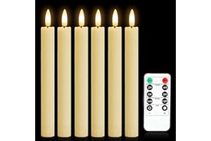 MeYuxg Velas LED Efecto Llama, 6 Piezas Velas Electricas Sin Fuego, Velas a Pilas con Función de Temporizador, para Decoración Navideña, Bodas y Fiestas