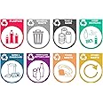K Smart Sign | Mixed Set of Recycling Bin Sticker Labels/Stickers Pack - Self Adhesive Vinyl - Fully Waterproof - Pack of 8 Stickers