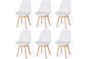 JIJIAN Set di 6 Sedie Per Sala da Pranzo, Sedia in stile nordica, Gambe in Legno Massello, Ideale per Sala da Pranzo, Soggiorno, Camera da Letto, Cucina, Sala Riunione, ecc