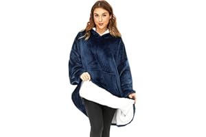 O³ Coperta con Cappuccio, Plaid con Maniche, Coperta indossabile in Pile, Felpa Oversize Donna, Blanket Hoodie - Confortevole e Morbido - Perfetto per Le Notti Invernali sul Divano