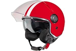 ‎VINZ VINZ Parchi Jethelm mit Doppelvisier | Roller Helm Fashionhelm mit Streifen | In Gr. XS-XXL | Jet Helm mit Sonnenblende | ECE 22.06 Zertifiziert