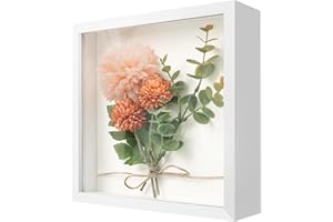 WISYOK Cornice Profonda 22x22cm, Cornice 3D Profonda per Oggetti, 3D Ombra Profonda Box, Cornice 3D Quadrata per Fiore, Regali, Souvenir (Bianca)