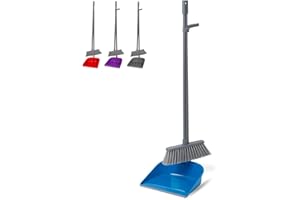 PARENCE.- Juego de Palas y cepillos con Mango Largo de 80 cm - recogedor de Polvo y Escoba de cerdas Finas - Kit de Limpieza ergonómico para el hogar, la Oficina y el Exterior