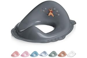 DOCARI Children's Toilet Seat Attachment Non-Slip & Ergonomic Horse Grey Toilet Seat for Comfortable Safe Toilet Training Children's Toilet Seat Attachment from 2 Years