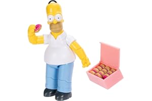 DISNEY The Simpsons Homer Simpson 12.7cm Collectible Action Figure by JAKKS Pacific, Includes Donut and Donut Box Accessory, Fully Articulated, Collector's Display Packaging