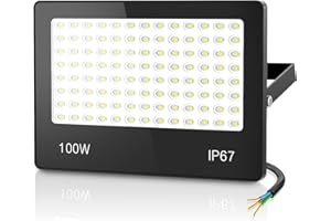 HAPYLUMI Focos LED Exterior 100W, 10000LM Foco LED Potente Proyector LED Exterior,6500K Luces LED Exterior IP67 Impermeable Proyector LED Iluminación de Seguridad para Jardin Terraza Patio